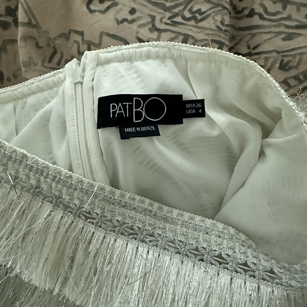 PatBO White Fringe Crop Top & Mini Skirt Set - Picture 9 of 13